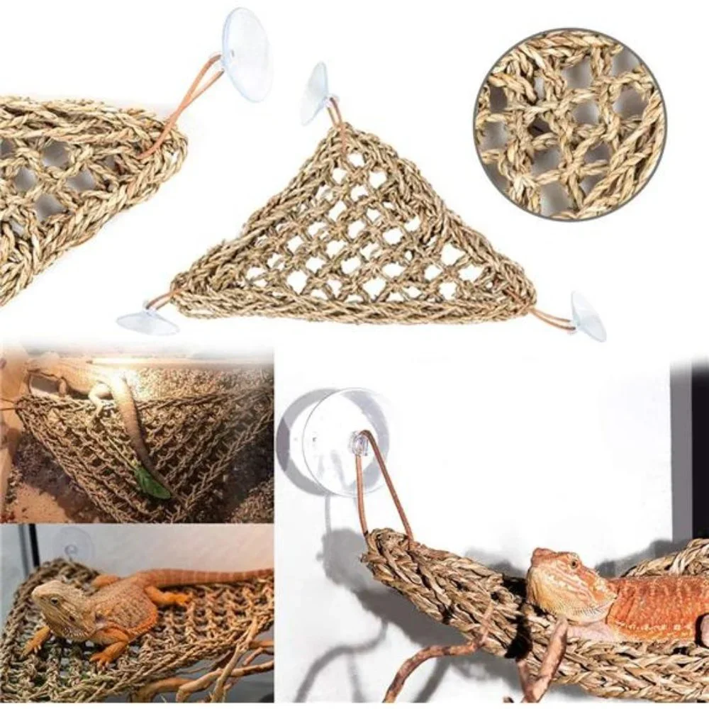 Bearded Dragon Tank Accessories,Lizard Habitat Hammock Reptile Natural Coconut